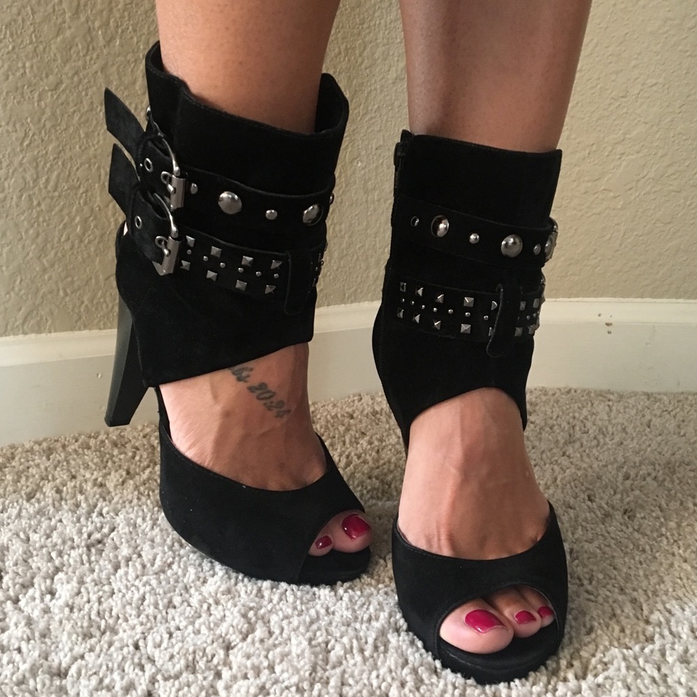 Black studded booties